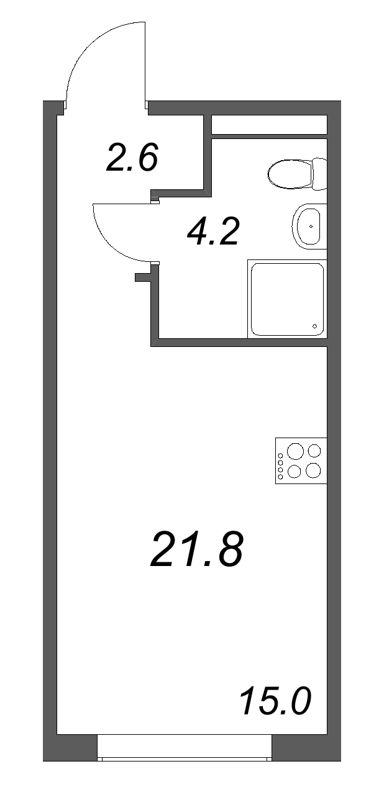 Студия 21,8 м²