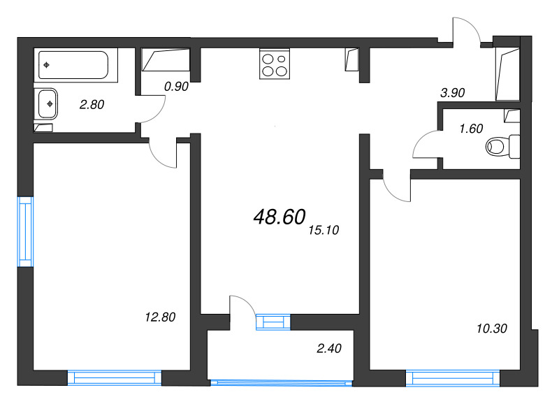 2 ккв 48,6 м²
