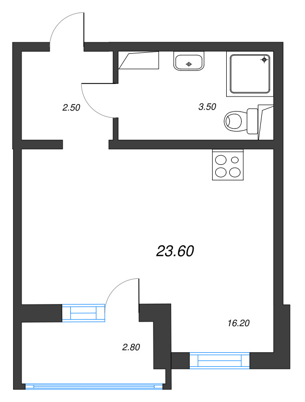 Студия 23,6 м²