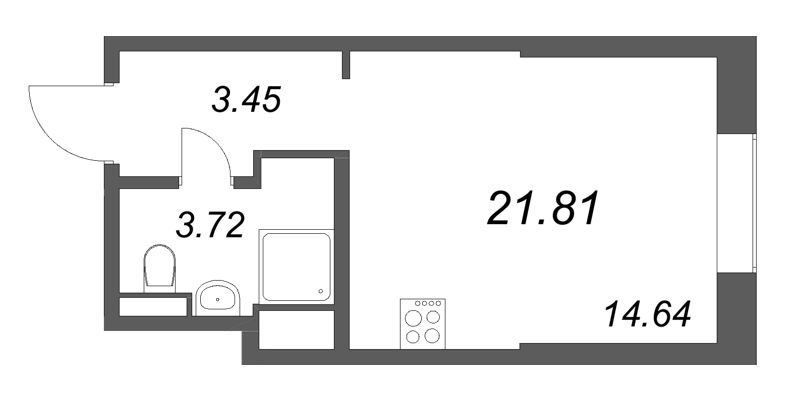 Студия 21,8 м²