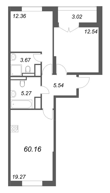 3 ккв (Евро) 60,2 м²