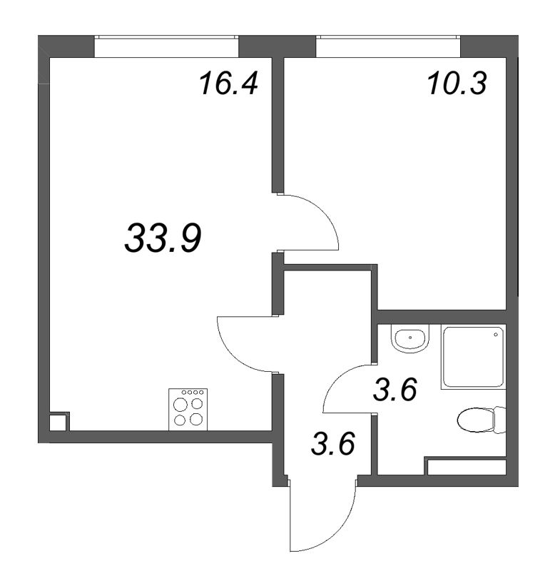 2 ккв (Евро) 33,9 м²