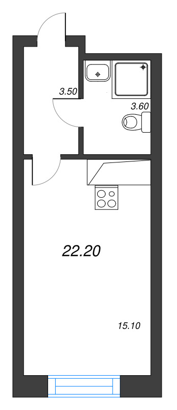 Студия 22,6 м²