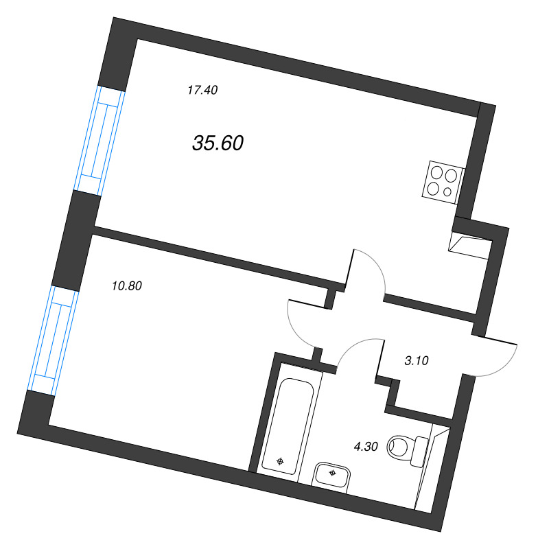 2 ккв (Евро) 35,6 м²