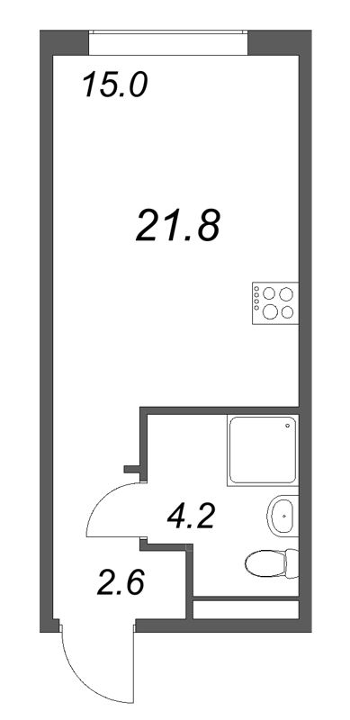 Студия 21,8 м²