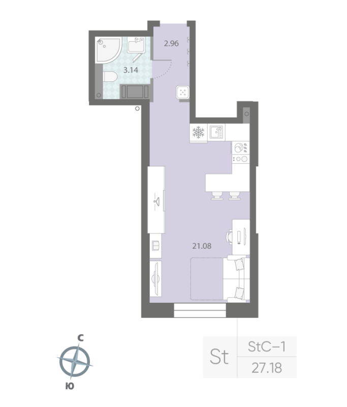 Студия 27,2 м²
