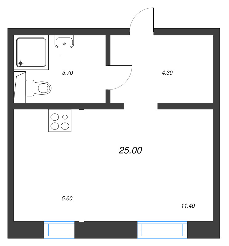 Студия 25 м²