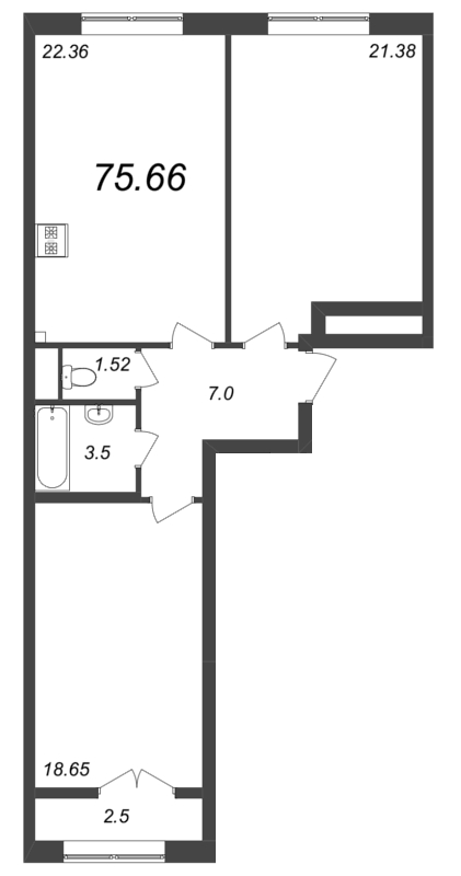 3 ккв (Евро) 76,5 м²