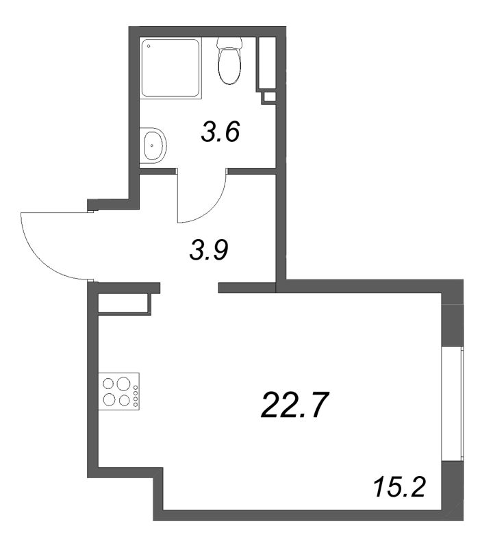 Студия 22,7 м²
