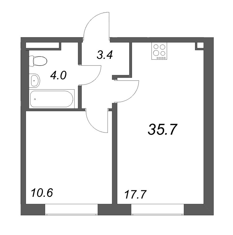 2 ккв (Евро) 35,7 м²