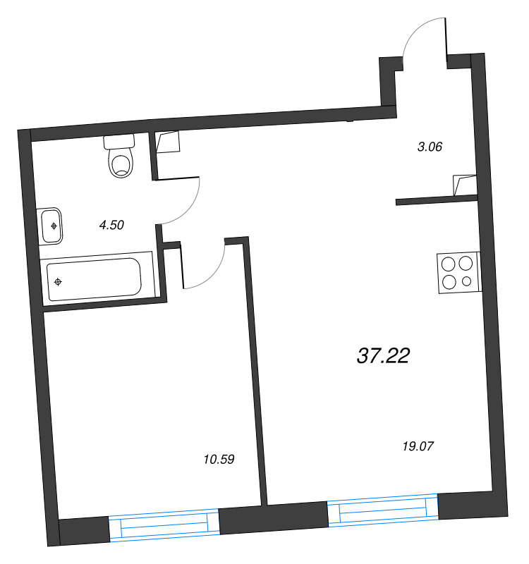2 ккв (Евро) 37,2 м²
