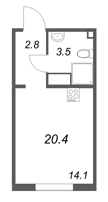 Студия 20,4 м²