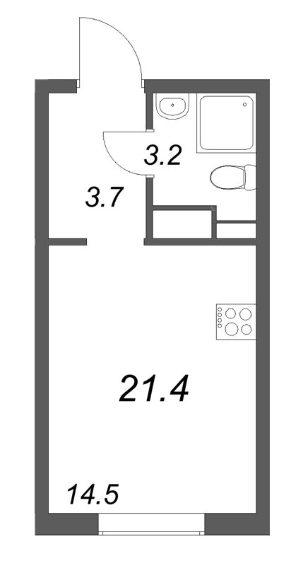 Студия 21,4 м²