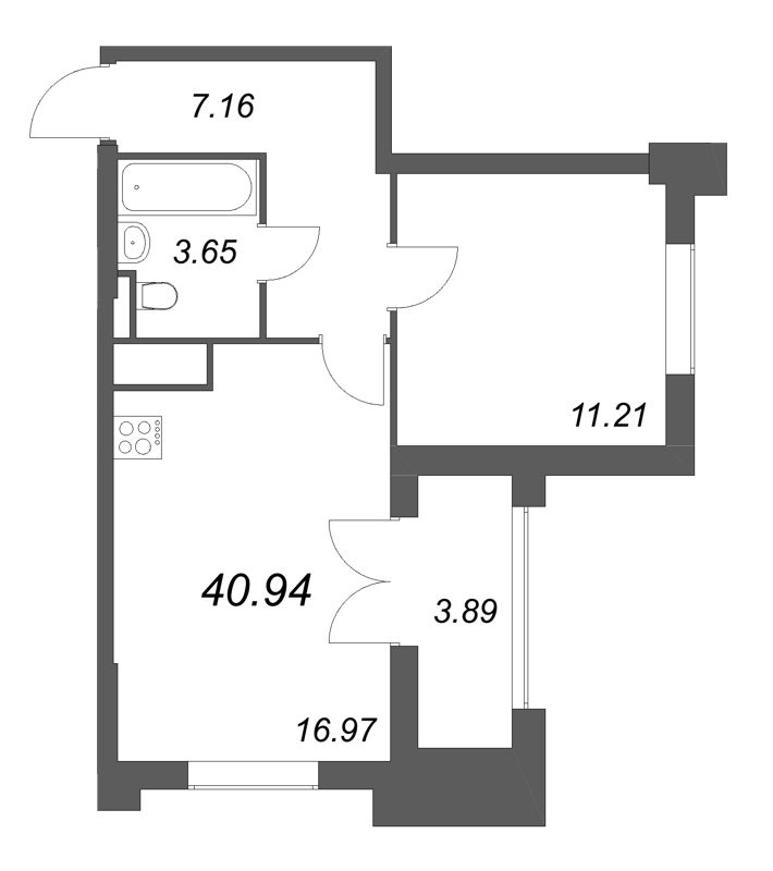 2 ккв (Евро) 40,9 м²