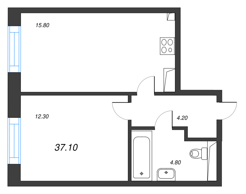 2 ккв (Евро) 37,1 м²