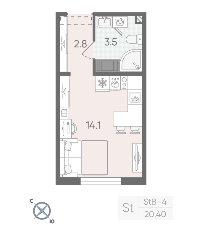 Студия 20,4 м²