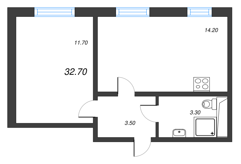 1 ккв 32,6 м²