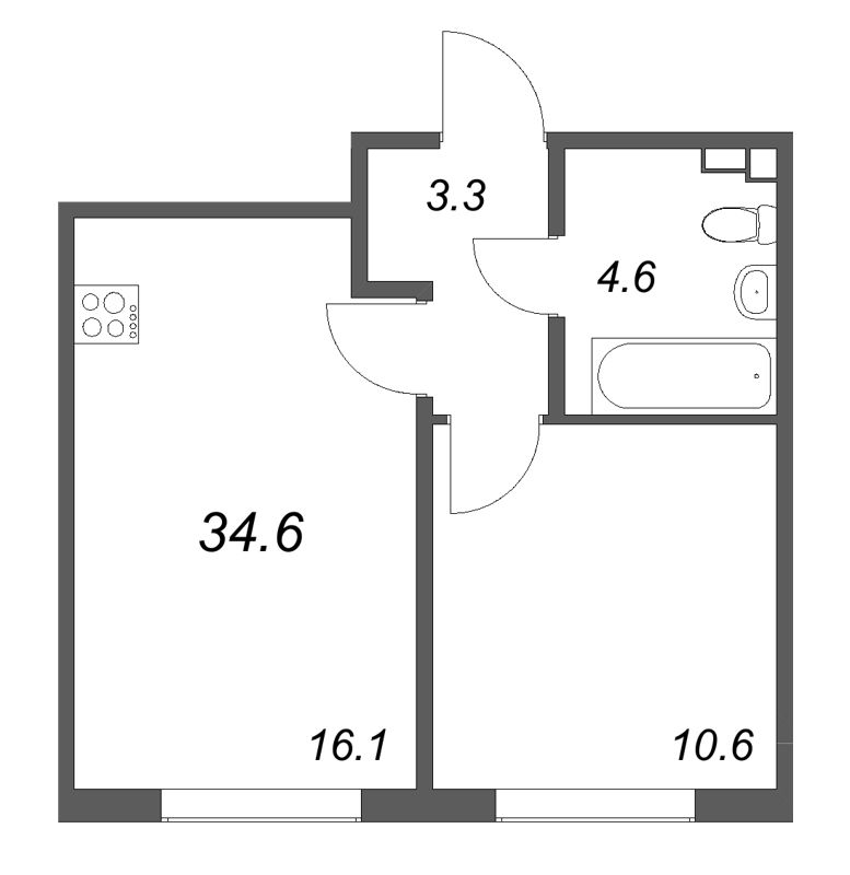 2 ккв (Евро) 34,6 м²