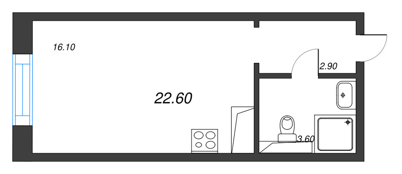 Студия 22,6 м²