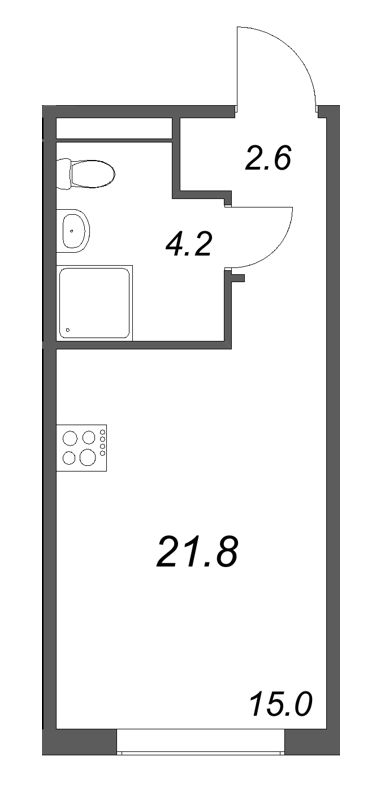 Студия 21,8 м²