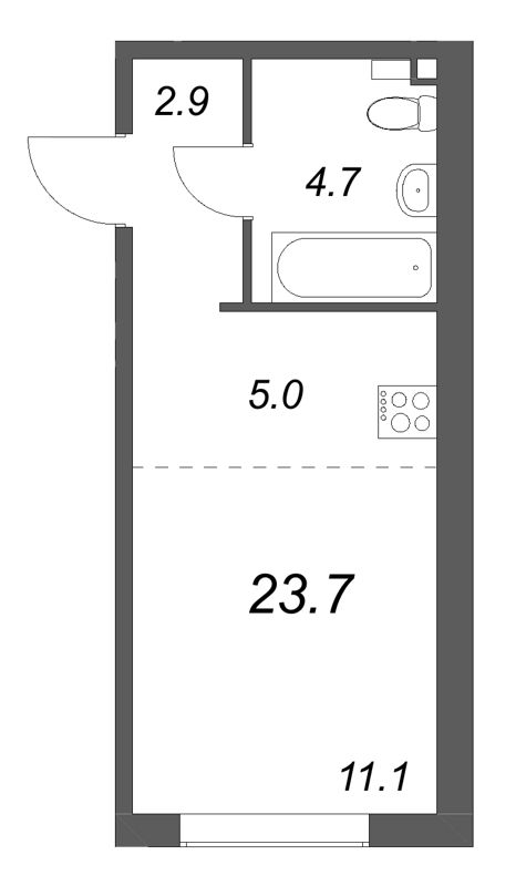 Студия 23,7 м²