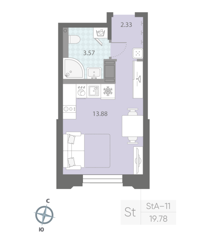 Студия 19,8 м²