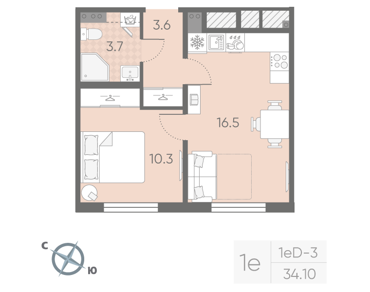 2 ккв (Евро) 34,1 м²