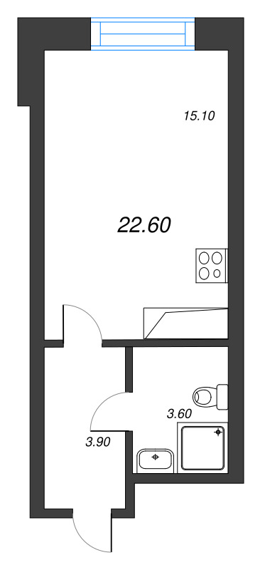 Студия 22,6 м²