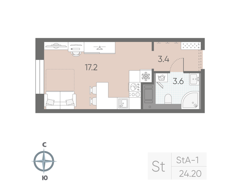 Студия 24,2 м²
