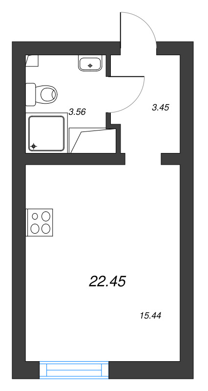 Студия 22,5 м²