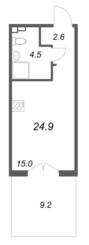 Студия 24,9 м²