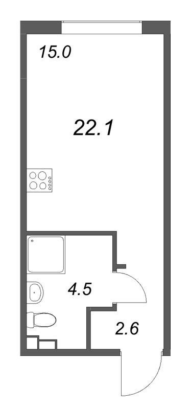 Студия 22,1 м²