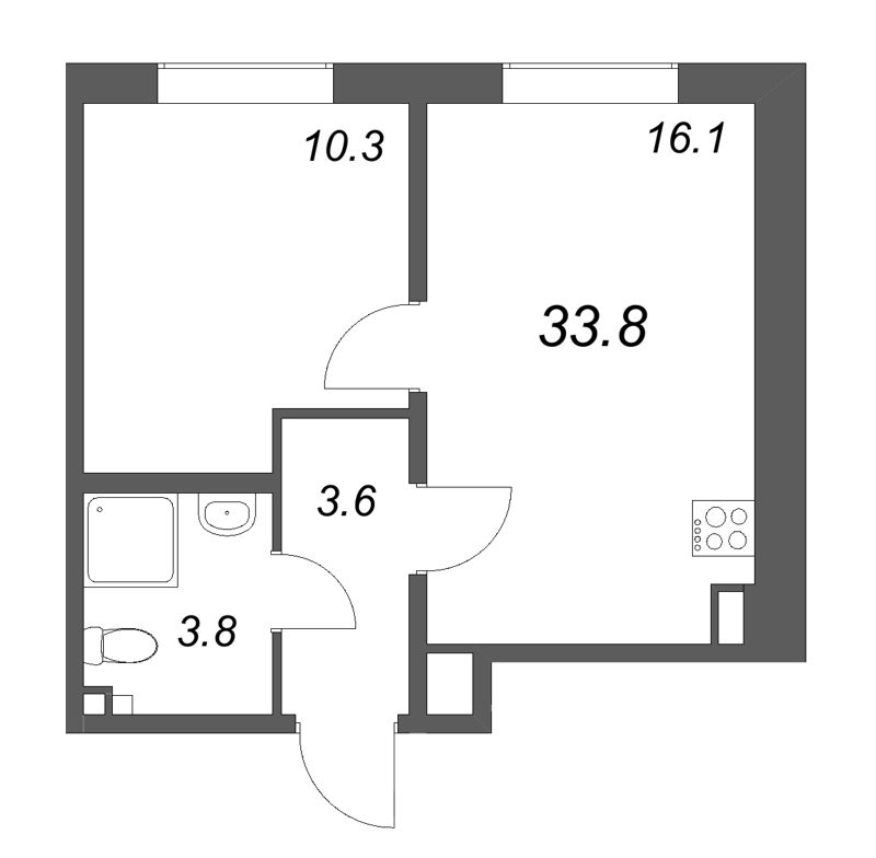 2 ккв (Евро) 33,8 м²