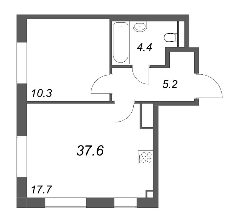 2 ккв (Евро) 37,6 м²