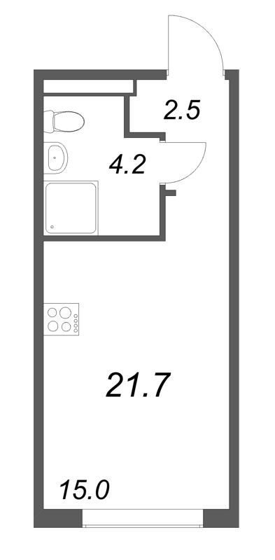 Студия 21,7 м²