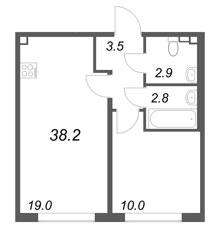 2 ккв (Евро) 38,2 м²