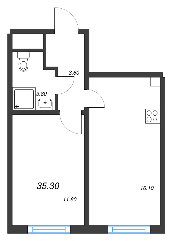2 ккв (Евро) 35,4 м²