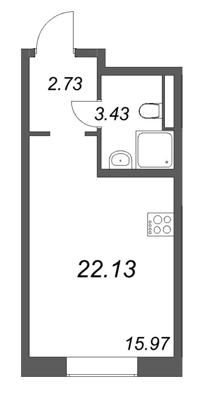 Студия 22,1 м²