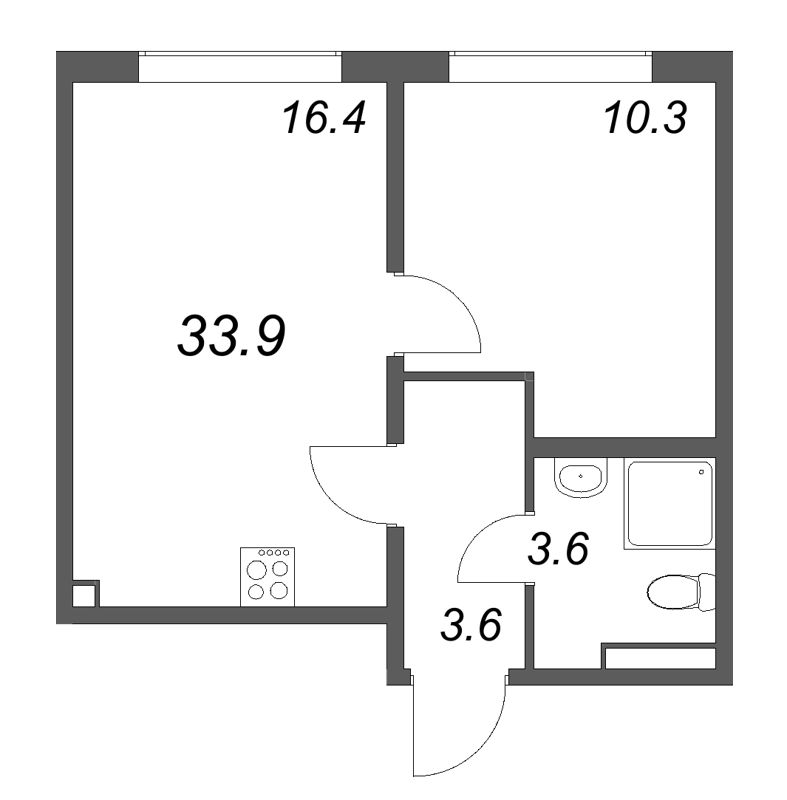 2 ккв (Евро) 33,9 м²