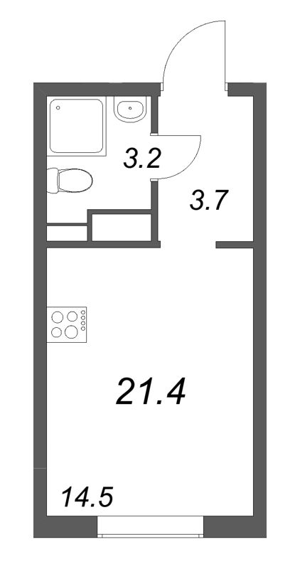 Студия 21,4 м²