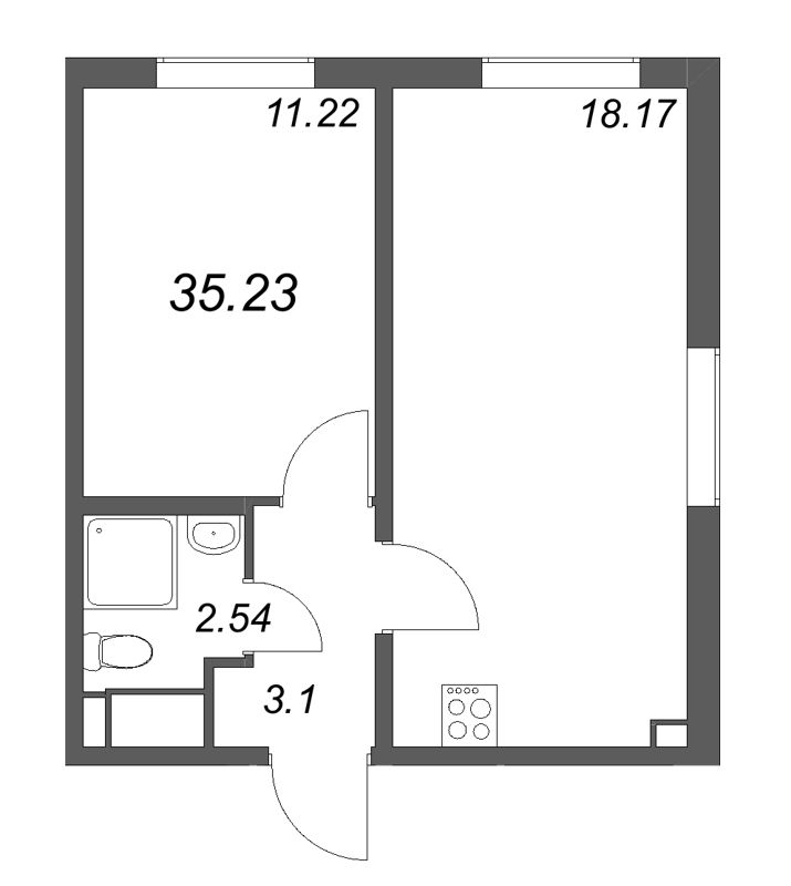 2 ккв (Евро) 35,2 м²