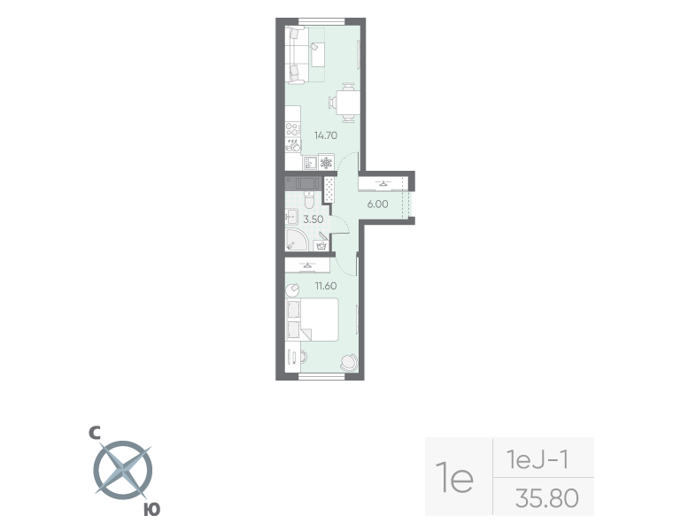 1 ккв 35,8 м²