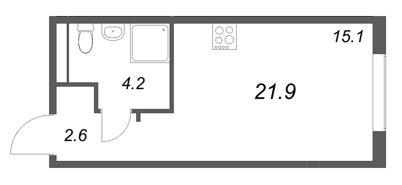 Студия 21,9 м²
