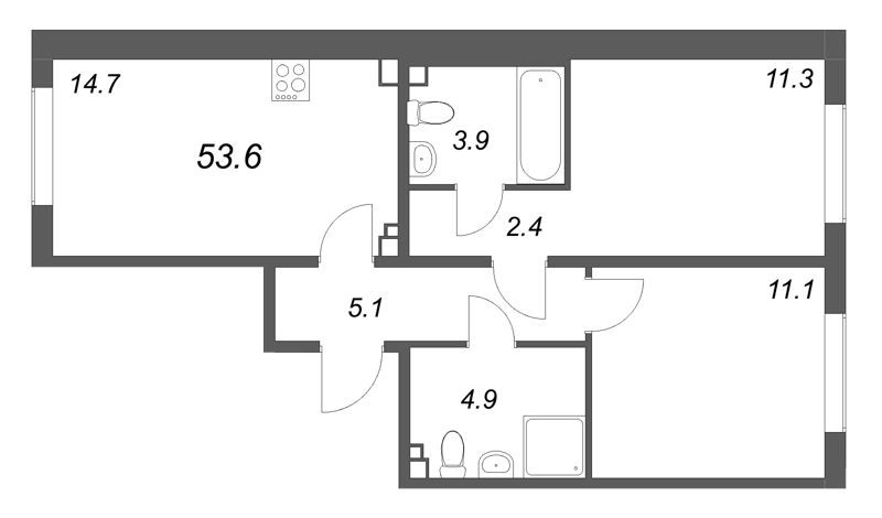 2 ккв 53,6 м²
