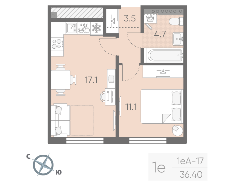 2 ккв (Евро) 36,4 м²