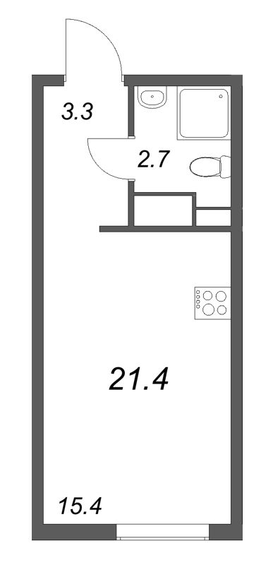 Студия 21,4 м²