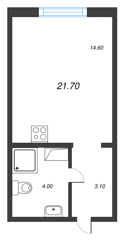 Студия 21,7 м²