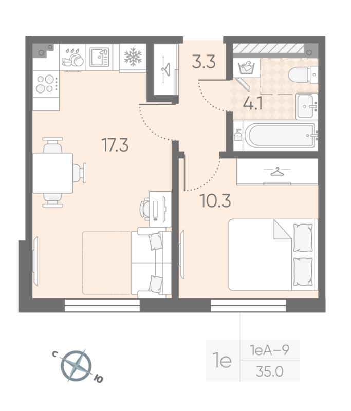 2 ккв (Евро) 35 м²