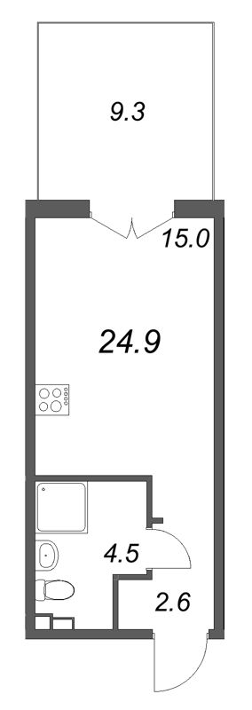 Студия 24,9 м²