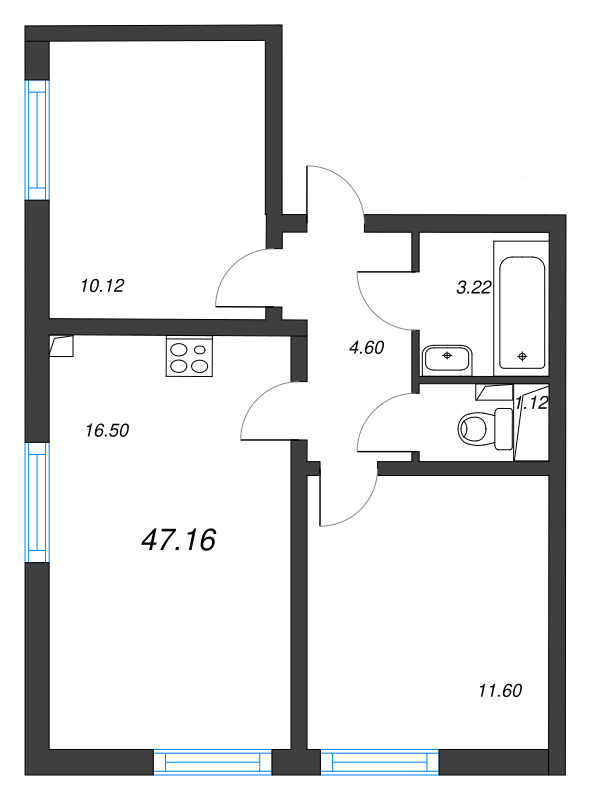 3 ккв (Евро) 47,2 м²